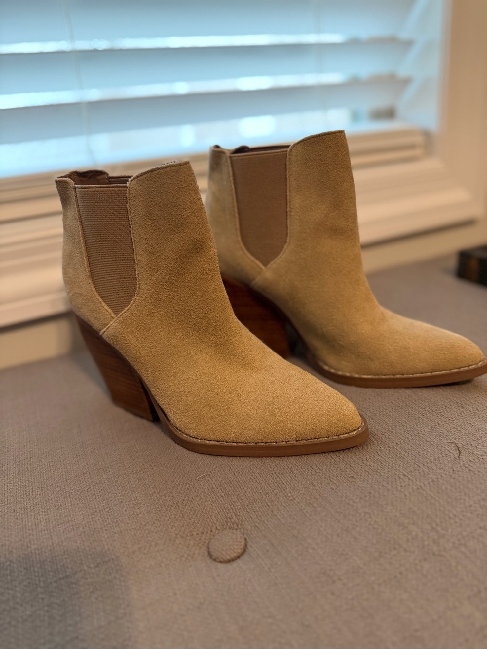 Suede Chelsea Ankle Boots in Beige